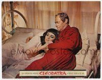 6g155 CLEOPATRA roadshow LC '63 c/u of Rex Harrison as Caesar & Elizabeth Taylor cuddling in bed!