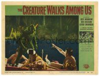 6g170 CREATURE WALKS AMONG US LC #2 '56 great close up of the monster on boat attacking top cast!