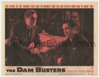 6g177 DAM BUSTERS LC #6 '55 close up of Michael Redgrave & Richard Todd in uniform, WWII!