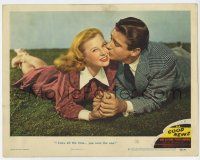 6g280 GOOD NEWS LC #5 '47 great close romantic portrait of June Allyson & Peter Lawford on grass!