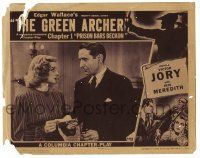 6g295 GREEN ARCHER chapter 1 LC '40 Edgar Wallace, c/u of Victor Jory & Meredith, Prison Bars Beckon