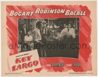 6g374 KEY LARGO LC #7 '48 Lauren Bacall & most of cast watch Gomez hold gun on Humphrey Bogart!