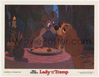 6g397 LADY & THE TRAMP LC R80 Disney cartoon, most classic spaghetti-eating kiss scene!