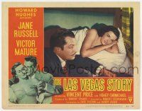 6g405 LAS VEGAS STORY LC #4 '52 c/u of Vincent Price by sexy naked Jane Russell under sheet!