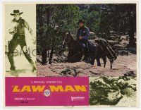 6g418 LAWMAN LC #7 '71 far shot of sheriff Burt Lancaster on horse, directed by Michael Winner!