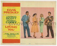 6g462 LOVING YOU LC #1 '57 posed c/u of Elvis Presley, Lizabeth Scott, Corey & Dolores Hart!