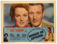 6g540 MURDER ON APPROVAL LC #6 '56 best close up of detective Tom Conway & Delphi Lawrence!