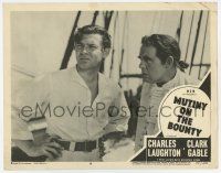 6g543 MUTINY ON THE BOUNTY LC #6 R51 c/u of Charles Laughton glaring at Clark Gable on ship deck!