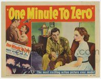 6g592 ONE MINUTE TO ZERO LC #3 '52 close up of Robert Mitchum & Ann Blyth, Howard Hughes!