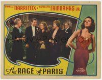 6g638 RAGE OF PARIS LC '38 people at fancy party gathered around sexy Danielle Darrieux in fur!