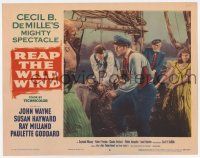 6g645 REAP THE WILD WIND LC #8 R54 John Wayne, Ray Milland, Paulette Goddard, men caught in net!