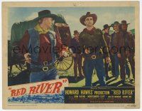 6g654 RED RIVER LC #8 '48 c/u of John Wayne & Montgomery Clift with guns drawn, Howard Hawks