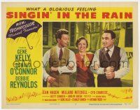 6g002 SINGIN' IN THE RAIN LC #2 '52 Gene Kelly, Donald O'Connor & Debbie Reynolds arm-in-arm!