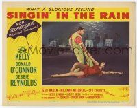 6g007 SINGIN' IN THE RAIN LC #7 '52 close up of Gene Kelly dancing with sexiest Cyd Charisse!