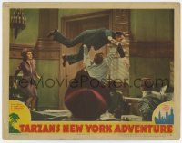 6g804 TARZAN'S NEW YORK ADVENTURE LC '42 Johnny Weissmuller resorts to jungle justice in courtroom!