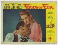 6g879 TOUCH OF EVIL LC #2 '58 best close up of Charlton Heston & Janet Leigh, Orson Welles classic