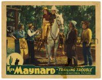 6g881 TRAILING TROUBLE LC '37 Ken Maynard & Londa Andre riding on his horse Tarzan!
