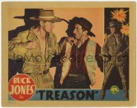 6g883 TREASON LC '33 great close up of cowboy hero Buck Jones about to knock out bad guy!