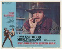 6g892 TWO MULES FOR SISTER SARA LC #7 '70 c/u of gunslinger Clint Eastwood with cigar in mouth!