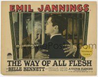 6g930 WAY OF ALL FLESH LC '27 old Emil Jannings hugs his son Donald Keith through prison bars!