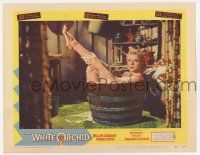 6g947 WHITE ORCHID LC #2 '54 great close up of naked Peggie Castle in barrel bath tub!