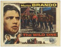 6g958 WILD ONE LC '53 biker Marlon Brando & gang stare at sexy Yvonne Doughty as Britches!
