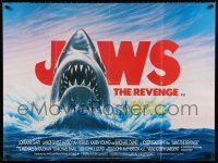 6j215 JAWS: THE REVENGE British quad '87 art of the Great White Shark, this time it's personal!