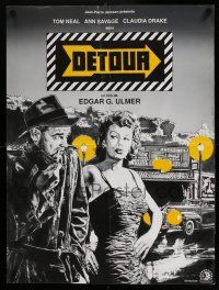 6j163 DETOUR French 24x32 '90 cool art of Tom Neal & Ann Savage, classic Edgar Ulmer film noir!