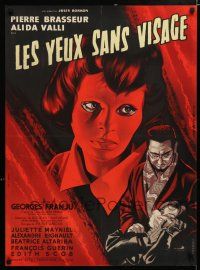 6j165 EYES WITHOUT A FACE French 23x32 '62 Les Yeux Sans Visage, different art by Jean Mascii!