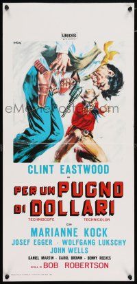 6j511 FISTFUL OF DOLLARS Italian locandina R66 Sergio Leone, Symeoni art of Eastwood in gunfight!