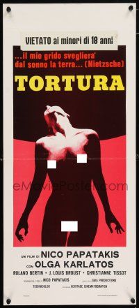 6j514 GLORIA MUNDI Italian locandina '77 art of tortured naked Olga Karlatos, Nikos Papatakis!