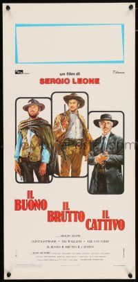 6j515 GOOD, THE BAD & THE UGLY Italian locandina R70s Casaro art of Eastwood, Van Cleef & Wallach!
