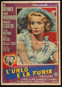 6j488 SOUND & THE FURY Italian photobusta '59 Martin Ritt, close-up of worried Margaret Leighton!