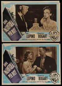 6j471 HIGH SIERRA set of 2 Italian 13x18 pbustas '49 Humphrey Bogart as Roy Earle, sexy Ida Lupino!