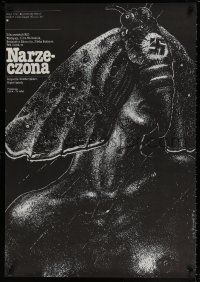 6j317 FIANCEE Polish 26x38 '81 Die Verlobte, bizarre Majewski art of Nazi moth!