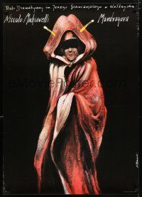 6j331 MANDRAGOLA stage play Polish 27x37 '88 Andrezj Pagowski art of woman in wild robe