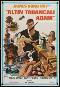 6j065 MAN WITH THE GOLDEN GUN Turkish '74 art of Roger Moore as James Bond by Robert McGinnis!