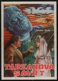 6j617 DEATH OF TARZAN Yugoslavian 20x28 '63 Rudolf Hrusinsky in the title role, different art!