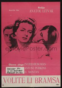 6j631 GOODBYE AGAIN Yugoslavian 19x27 '60s Ingrid Bergman, Yves Montand & Anthony Perkins!