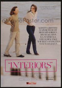 6j642 INTERIORS Yugoslavian 19x27 '79 Diane Keaton, Mary Beth Hurt, E.G. Marshall, Woody Allen!