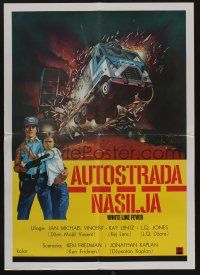 6j711 WHITE LINE FEVER Yugoslavian 20x28 '75 Jan-Michael Vincent, cool truck crash artwork!