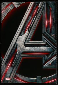 6k054 AVENGERS: AGE OF ULTRON teaser DS 1sh '15 Marvel Comics, Scarlett Johansson, Assemble!