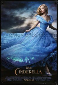 6k124 CINDERELLA advance DS 1sh '15 great image of Lilly James in the title role!