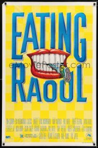 6k181 EATING RAOUL style B 1sh '82 classic Paul Bartel black comedy, great foot-in-mouth art!