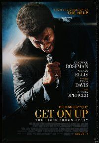 6k237 GET ON UP advance DS 1sh '14 great image of Chadwick Boseman as James Brown!