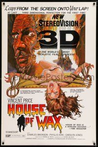 6k290 HOUSE OF WAX 1sh R70s 3-D, Vincent Price, Charles Bronson, monster & sexy girl!