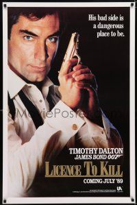 6k371 LICENCE TO KILL C style teaser 1sh '89 cool image of Timothy Dalton as James Bond!