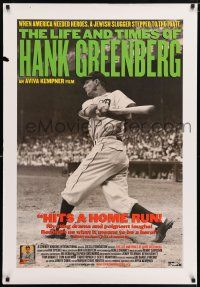 6k372 LIFE & TIMES OF HANK GREENBERG 1sh '99 Jewish baseball star, great image!