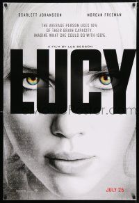 6k396 LUCY teaser DS 1sh '14 cool image of Scarlett Johansson in the title role!
