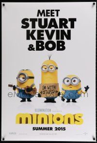 6k427 MINIONS Summer advance DS 1sh '15 Sandra Bullock, Michael Keaton, Stuart, Kevin and Bob!